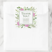 Pink Hydrangea Wedding Vielen Dank Quadratischer Aufkleber (Tasche)
