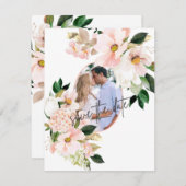 Pink Hydrangea White Tulips Foto Hochzeit Save The Date (Vorne/Hinten)