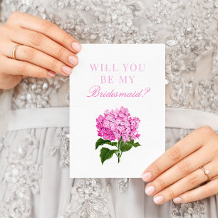 Pink Hydrangea wirst du meine Bridesmaid sein Postkarte