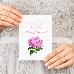 Pink Hydrangea wirst du meine Trauzeugin sein Postkarte