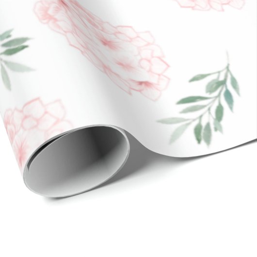 Pink Hydrangea Wrapping Paper Geschenkpapier (Rolleneckpunkt)