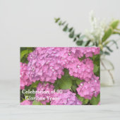 Pink Hydrangeas 90. Geburtstagsfeier Einladung (Stehend Vorderseite)