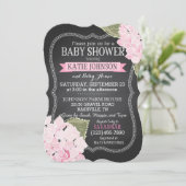 Pink Hydrangeas Babydusche mit Kopfbrett Einladung (Stehend Vorderseite)