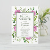 Pink Hydrangeas-Brautparty Einladung (Stehend Vorderseite)