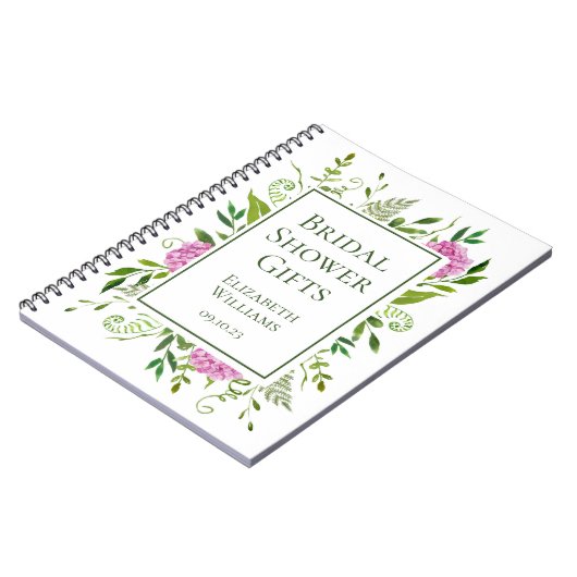 Pink Hydrangeas Brautparty Geschenke Notizblock (Linke Seite)