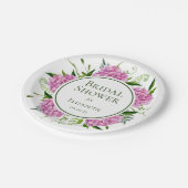 Pink Hydrangeas-Brautparty Pappteller (Schrägansicht)