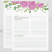 Pink Hydrangeas Floral Wasserfarbe Rezeptseite (Vorne/Hinten)