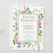 Pink Hydrangeas Floral Watercolor Engagement Party Einladung (Vorderseite)