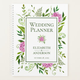 Pink Hydrangeas Floral Watercolor Hochzeit Planer
