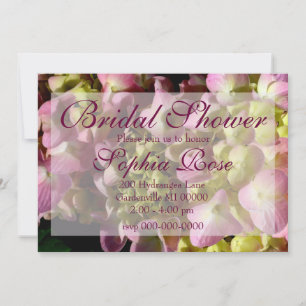 Pink Hydrangeas gelb rosa grüne Blumenzehen Einladung