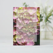 Pink Hydrangeas gelb rosa grüne Blumenzehen Save The Date (Stehend Vorderseite)
