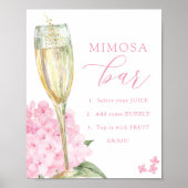Pink Hydrangeas & Gold Glass Mimosa Bar Poster (Vorne)