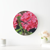 Pink Hydrangeas Große Wanduhr (Zuhause)