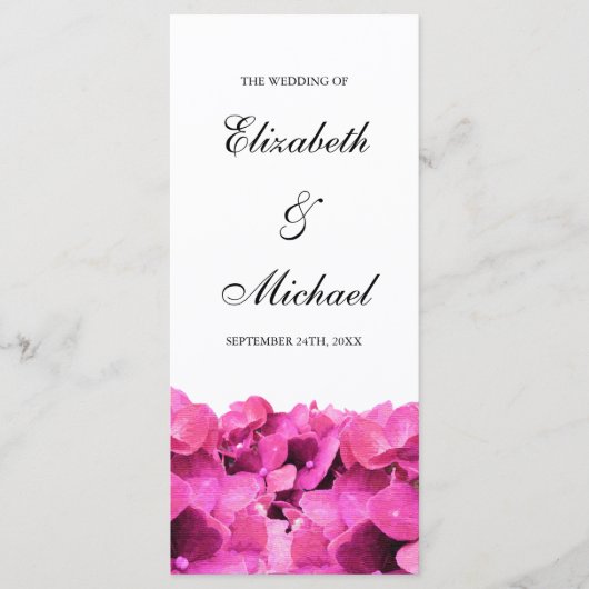 Pink Hydrangeas Hochzeitsprogramm Programm (Vorderseite)