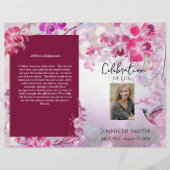 Pink Hydrangeas Hummingbird Beerdigung Programm Flyer (Vorne)