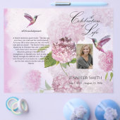 Pink Hydrangeas Hummingbird Beerdigung Programm Flyer (Einzeln)