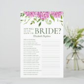 Pink Hydrangeas kennen das Brautduschenspiel (Stehend Vorderseite)