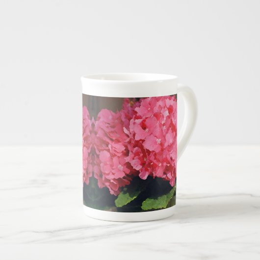 Pink Hydrangeas Porzellantasse (Vorderseite Rechts)