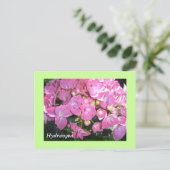 Pink Hydrangeas Postkarte (Stehend Vorderseite)