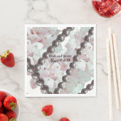 Pink Hydrangeas und Perlen Hochzeitspapier Napkins Serviette (Beispiel)