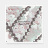 Pink Hydrangeas und Perlen Hochzeitspapier Napkins Serviette (Vorderseite)
