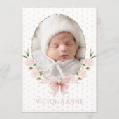 Pink  Hydrangeas Vintage Birth Announcement Einladung (Vorderseite)