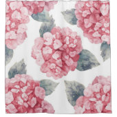 Pink Hydrangeas Watercolor Floral Blooms Painting Duschvorhang (Vorderseite)