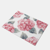Pink Hydrangeas Watercolor Floral Blooms Painting Fußmatte (Schrägansicht)