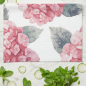 Pink Hydrangeas Watercolor Floral Blooms Painting Geschirrtuch (Gefaltet)