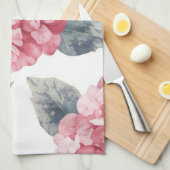 Pink Hydrangeas Watercolor Floral Blooms Painting Geschirrtuch (Viertel Falte)