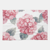 Pink Hydrangeas Watercolor Floral Blooms Painting Geschirrtuch (Horizontal)