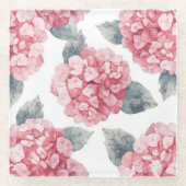 Pink Hydrangeas Watercolor Floral Blooms Painting Glasuntersetzer (Vorderseite)