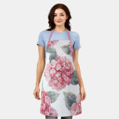 Pink Hydrangeas Watercolor Floral Blooms Painting Schürze (Getragen)