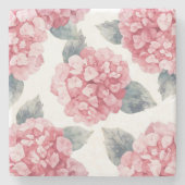 Pink Hydrangeas Watercolor Floral Blooms Painting Steinuntersetzer (Vorderseite)