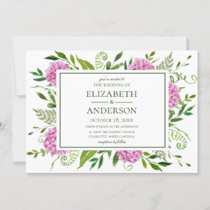 Pink Hydrangeas Wedding Einladung