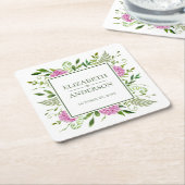 Pink Hydrangeas Wedding Rechteckiger Pappuntersetzer (angewinkelt)