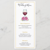 Pink Hydrangeas Wine Glass Wedding Flat Menu Menükarte (Vorderseite)