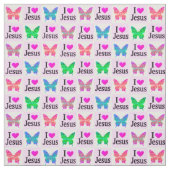 PINK I LIEBE JESUS BUTTERFLY FABRIC STOFF (Muster)