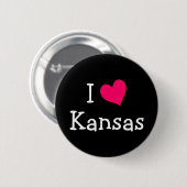 Pink I Liebe Kansas Button (Vorne & Hinten)