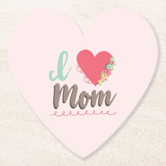 Pink I Liebe Mama Herz Untersetzer (Vorderseite)