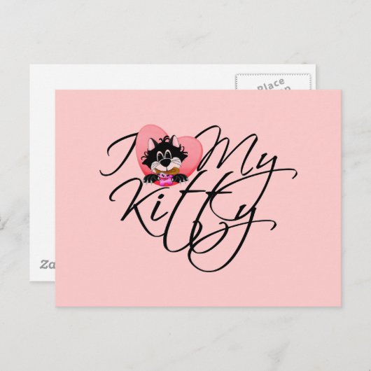 Pink I Liebe My Kitty - Hemden und Geschenke Postkarte (Vorne/Hinten)