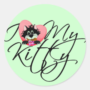 Pink I Liebe My Kitty - Hemden und Geschenke Runder Aufkleber