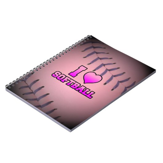 Pink I Liebe Softball Notizblock (Linke Seite)