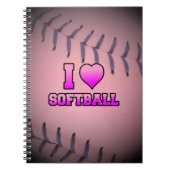 Pink I Liebe Softball Notizblock (Vorderseite)