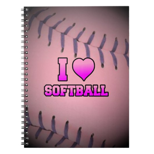 Pink I Liebe Softball Notizblock (Vorderseite)