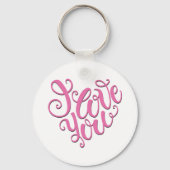 Pink I Liebe You Schlüsselanhänger (Vorderseite)