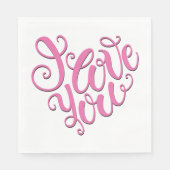 Pink I Liebe You Serviette (Vorderseite)