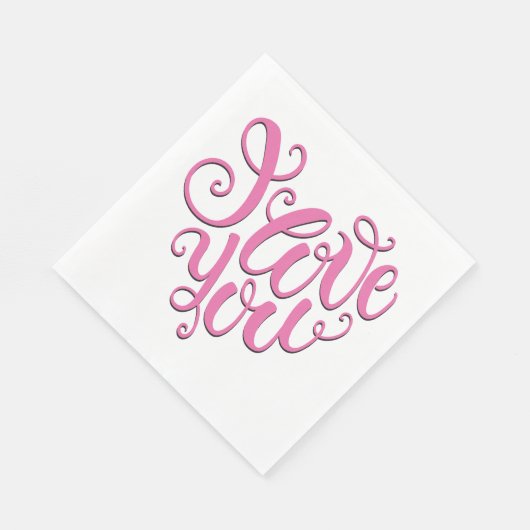 Pink I Liebe You Serviette (Ecke)