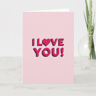 Pink I Love You Schattenkarte Karte