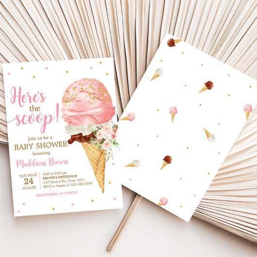 Pink Ice Cream Baby Dusche Einladung